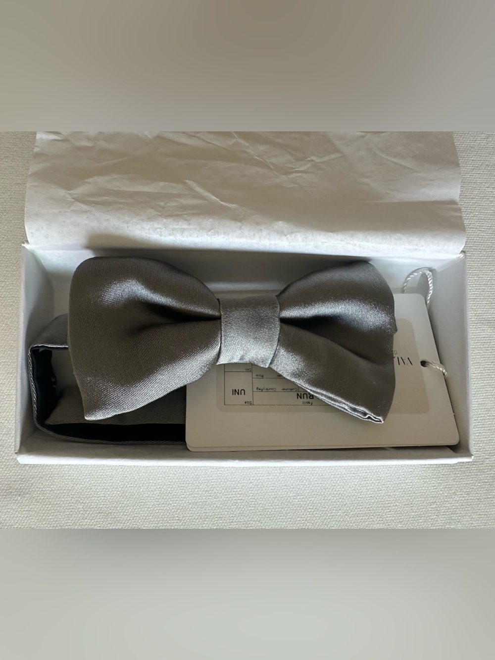 Brand new Valentino Silver Satin Bow Tie -